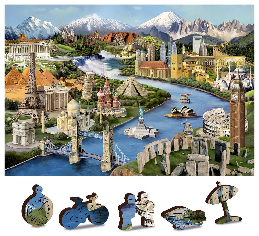 Puzzle en bois - Monuments célèbres - 600 pièces | Wooden City puzzle Wooden City 