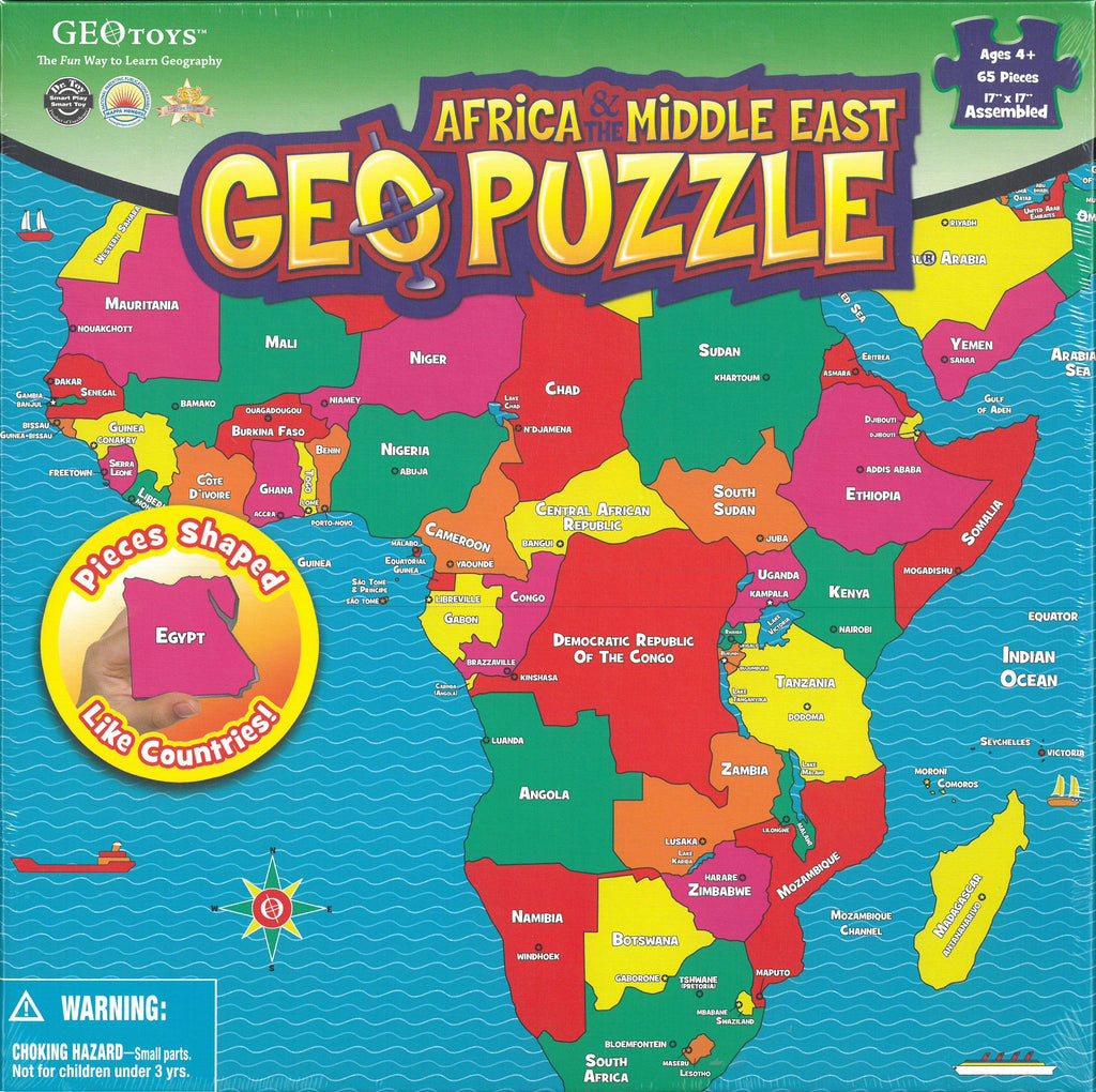 Puzzle personnalisé 120 pièces : La carte géographique du monde trilingue  français/arabe/anglais (avec le prénom de l'enfant) - Jeu / jouet sur
