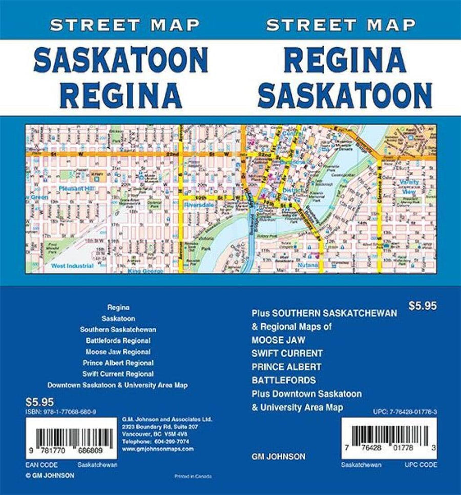 Regina / Saskatoon - Saskatchewan Street Map | GM Johnson Road Map 