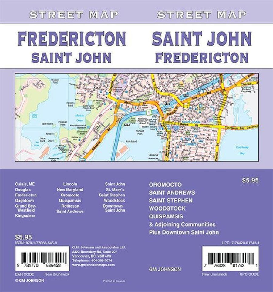 Saint John / Fredericton / St. Stephen - New Brunswick Street Map | GM Johnson Road Map 