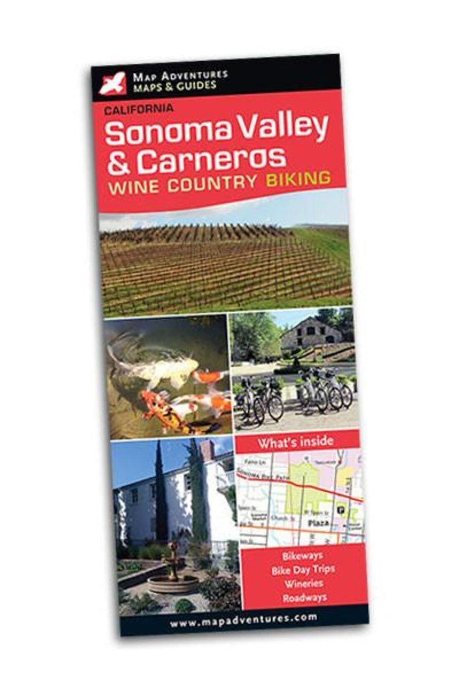 Sonoma Valley & Carneros Wine Country Biking | Map Adventures carte pliée 