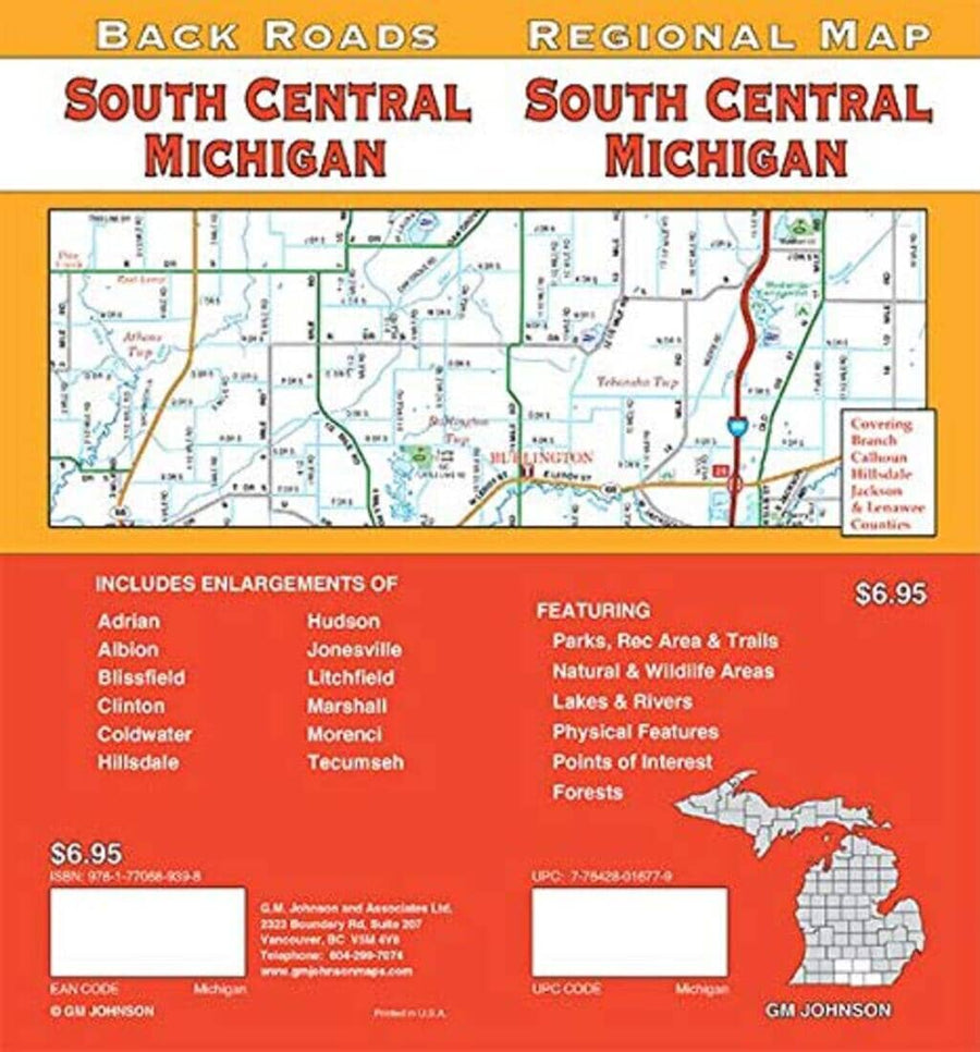 South central Michigan : regional map = South central Michigan : back roads | GM Johnson carte pliée 