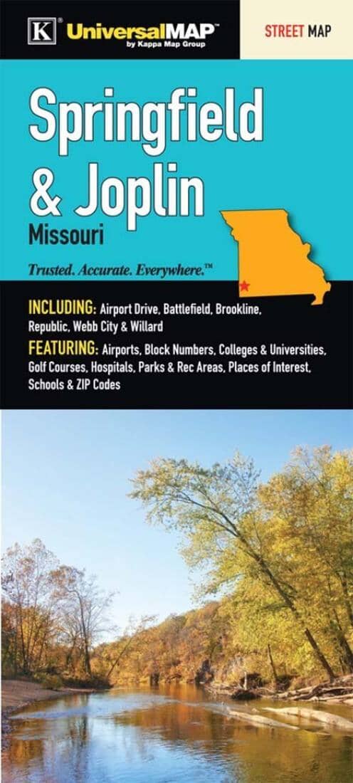 Springfield And Joplin, Missouri | Kappa Map Group Road Map 