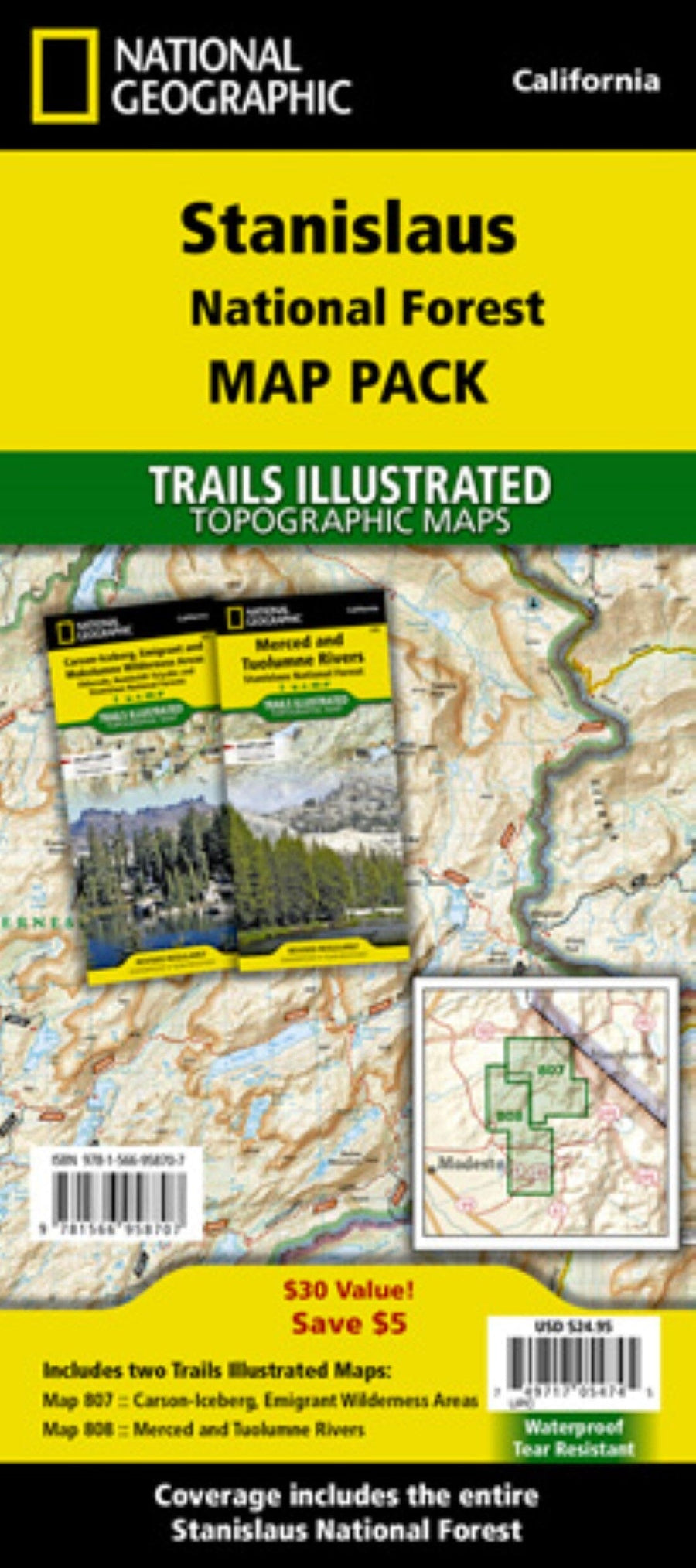 Stanislaus National Forest [Map Pack Bundle] | National Geographic carte pliée 