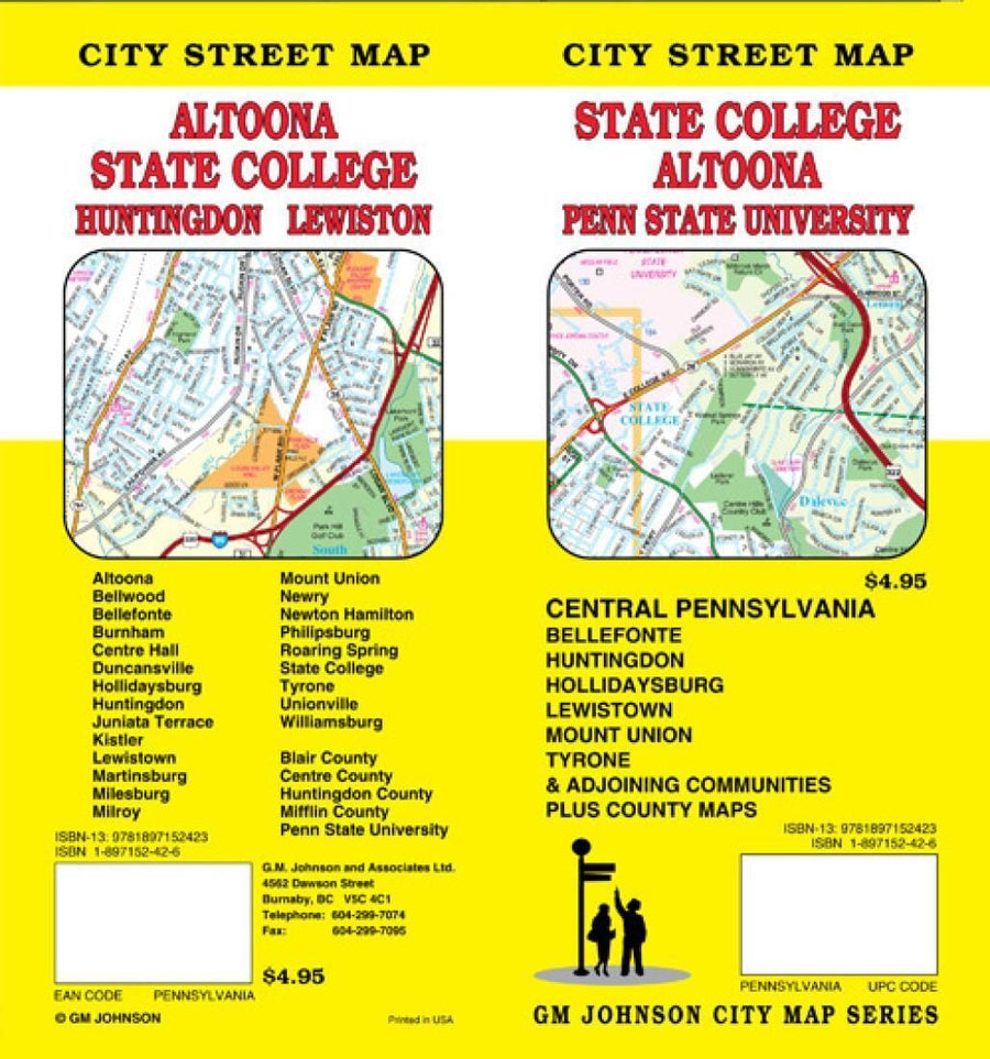 State College - Altoona - Huntingdon and Lewistown - Pennsylvania | GM Johnson Road Map 