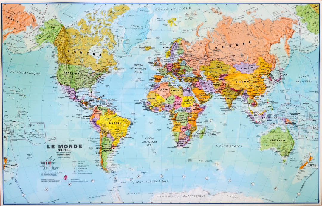 Tapis de souris / sous-mains - planisphère - 63 x 42 cm | Maps International carte murale petit tube Maps International 