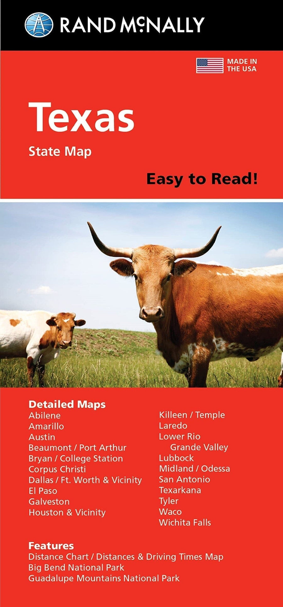 Texas, Easy to Read State Map | Rand McNally carte pliée 