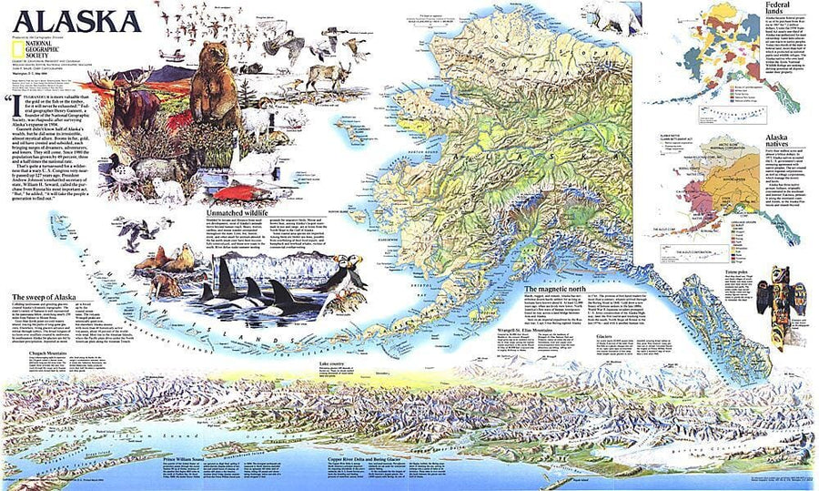 1994 Alaska Theme Wall Map 