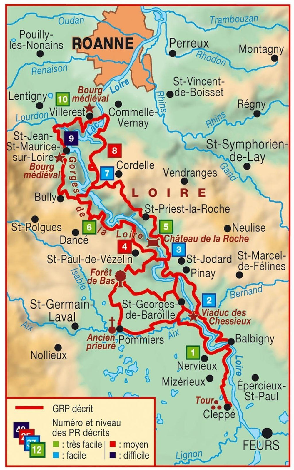 Topoguide de randonnée - Autour des gorges de la Loire, du Forez au Roannais | FFR guide de randonnée FFR - Fédération Française de Randonnée 