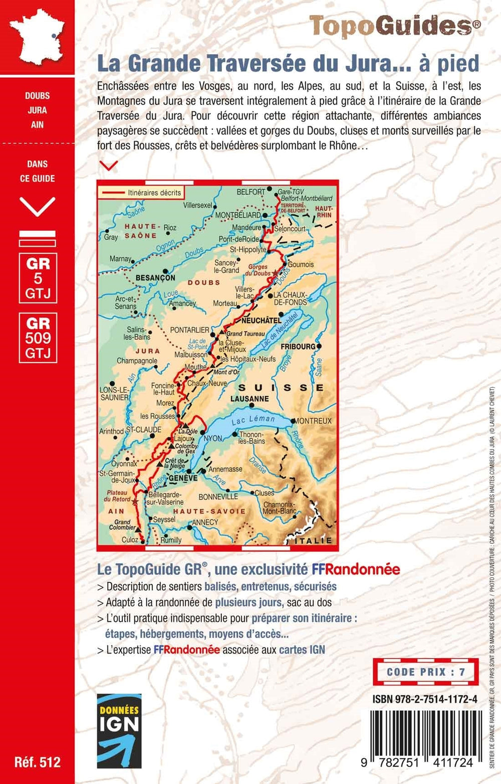 Topoguide de randonnée - La grande Traversée du Jura à pied - GR5, GR9, GR509 | FFR guide de randonnée FFR - Fédération Française de Randonnée 