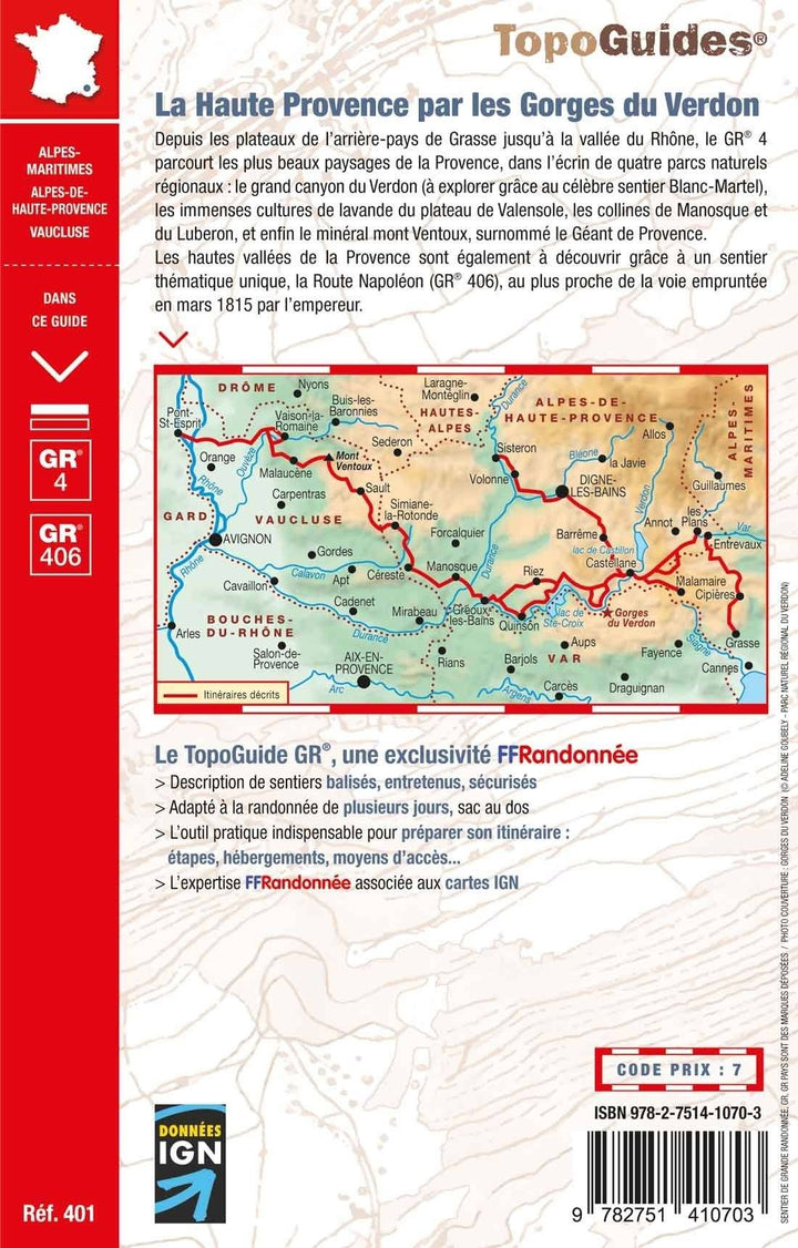 Topoguide de randonnée - La Haute Provence par les Gorges du Verdon - GR4 | FFR guide de randonnée FFR - Fédération Française de Randonnée 
