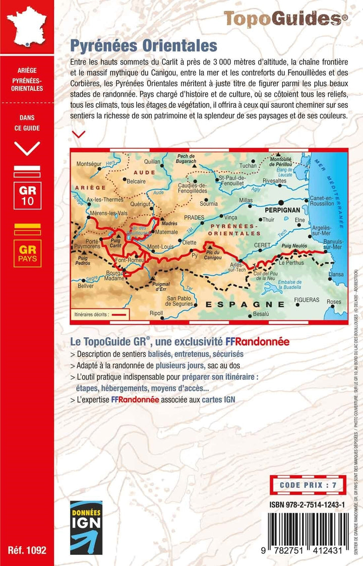 Topoguide de randonnée - La traversée des Pyrénées : Pyrénées Orientales GR10/GR36 | FFR guide petit format FFR - Fédération Française de Randonnée 