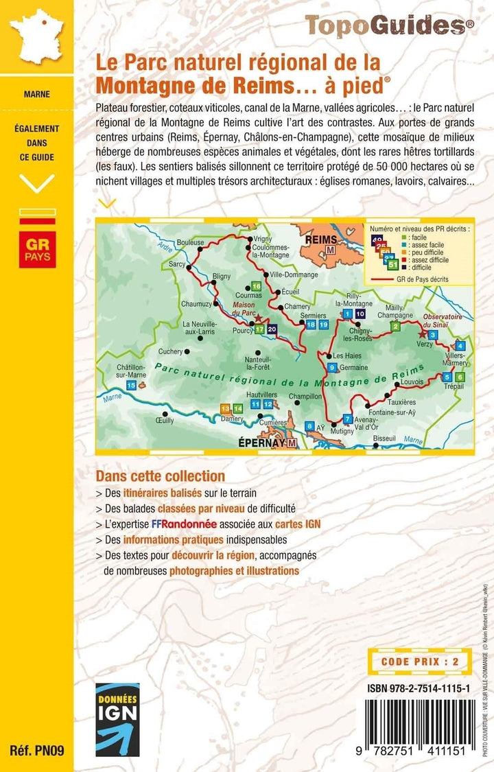 Topoguide de randonnée - le Parc naturel régional de la Montagne de Reims | FFR guide de randonnée FFR - Fédération Française de Randonnée 
