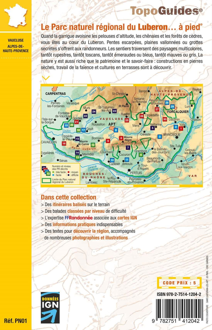 Topoguide de randonnée - Le Parc naturel régional du Luberon à pied | FFR guide de randonnée FFR - Fédération Française de Randonnée 