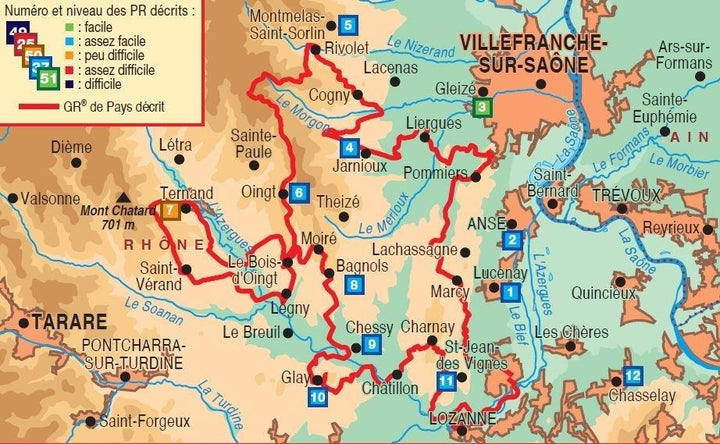 Topoguide de randonnée - Le tour du Beaujolais des Pierres Dorées | FFR guide de randonnée FFR - Fédération Française de Randonnée 