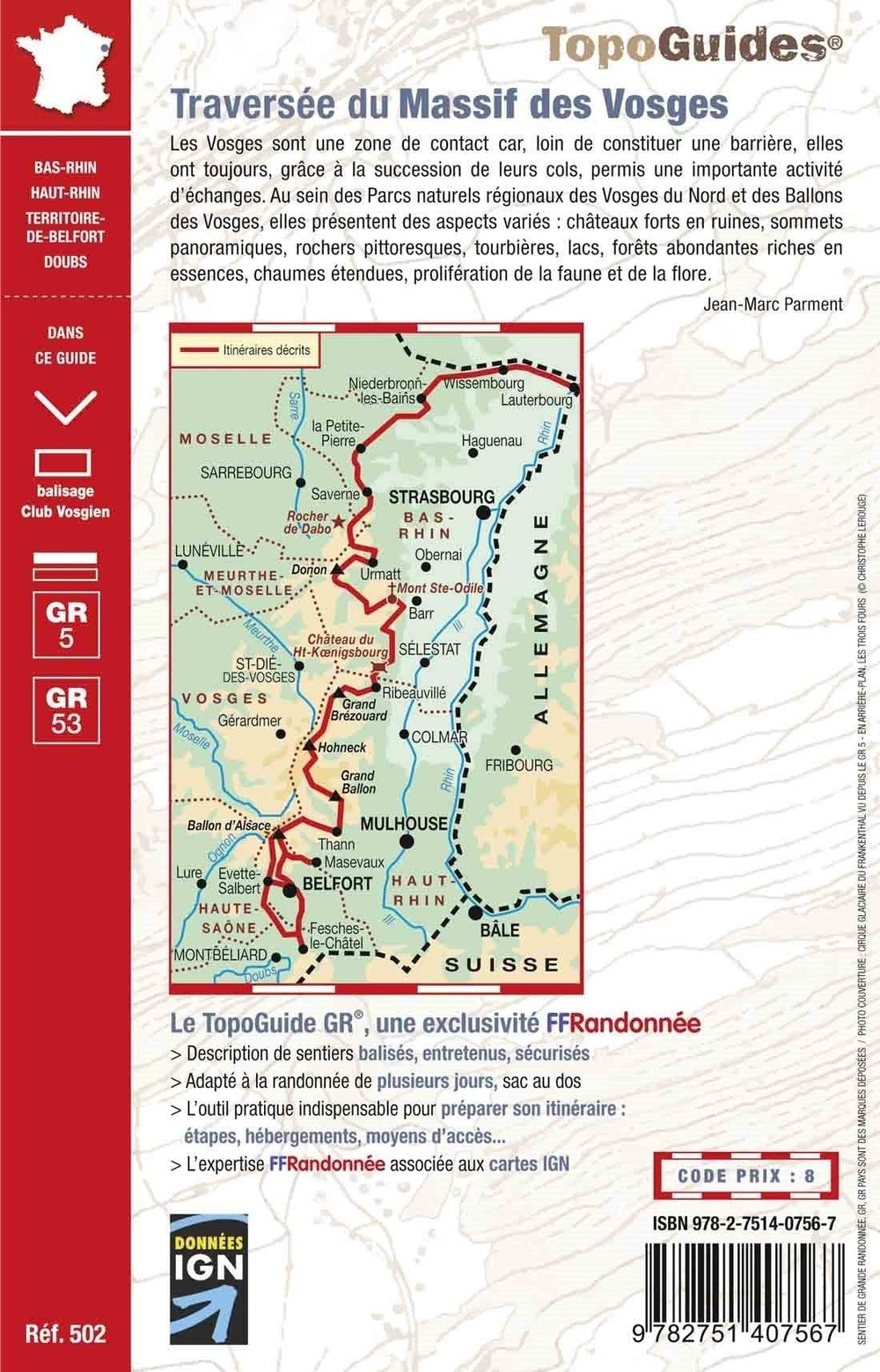 Topoguide de randonnée - Traversée du Massif des Vosges - GR5, GR53 | FFR guide de randonnée FFR - Fédération Française de Randonnée 
