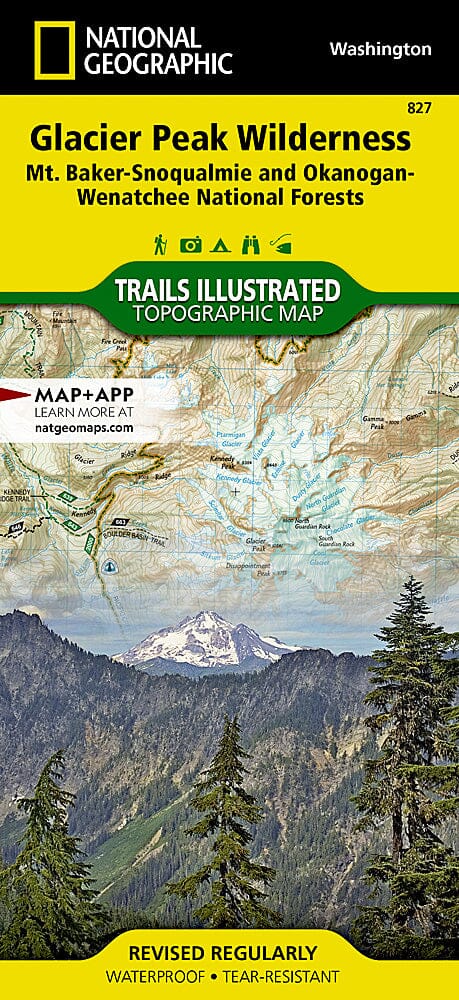 Trails Map of Glacier Peak Wilderness Area - Mt Baker-Snoqualmie & Okanogan-Wenatchee National Forests (Washington), # 827 | National Geographic carte pliée National Geographic 