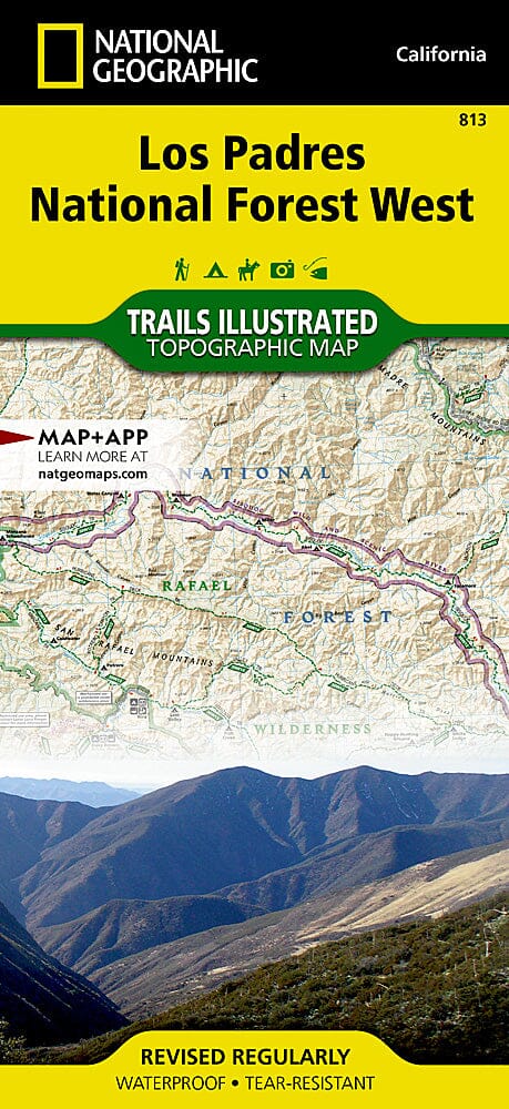Trails Map of Los Padres National Forest, West (California), # 813 | National Geographic carte pliée National Geographic 