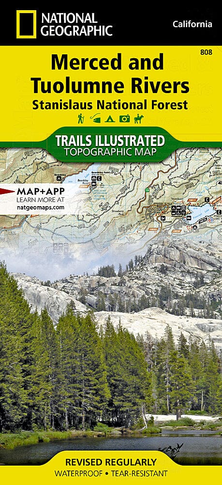 Trails Map of Merced and Tuolumne Rivers / Stanislaus National Forest, Stanislaus National Forests (California), # 808 | National Geographic carte pliée National Geographic 