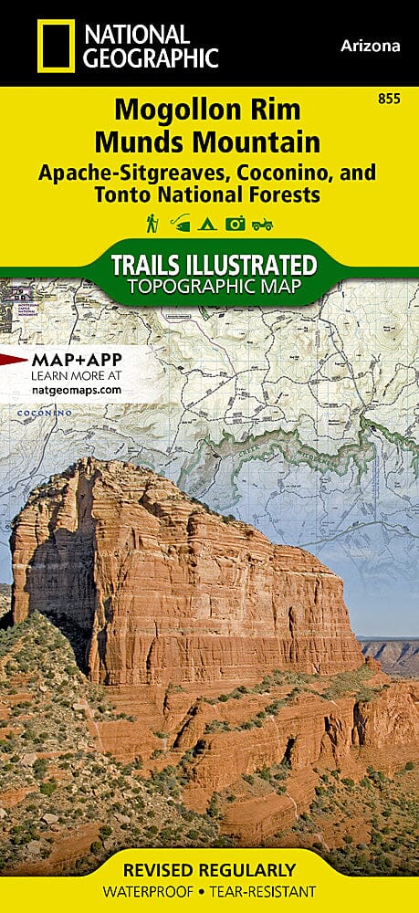Trails Map of Mogollon Rim / Munds Mountain, Apache-Sitgreaves, Coconino & Tonto National Forests (Arizona), # 855 | National Geographic carte pliée National Geographic 