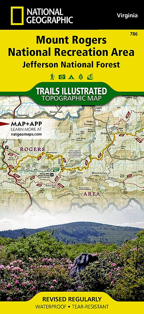 Trails Map of Mount Rogers National Recreation Area (Virginia), # 786 | National Geographic carte pliée National Geographic 