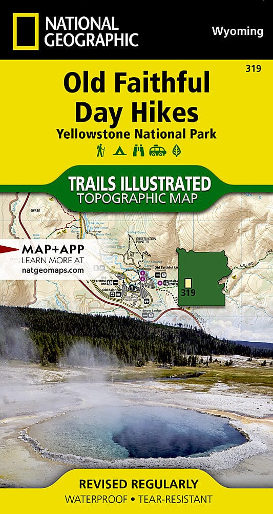 Trails Map of Old Faithful Day Hikes, Yellowstone National Park, # 319 | National Geographic carte pliée National Geographic 