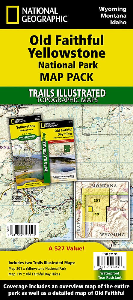 Trails Maps of Old Faithful Day Hikes (Wyoming, Montana, Idaho), # 201, 319 (Pack Bundle) | National Geographic carte pliée National Geographic 
