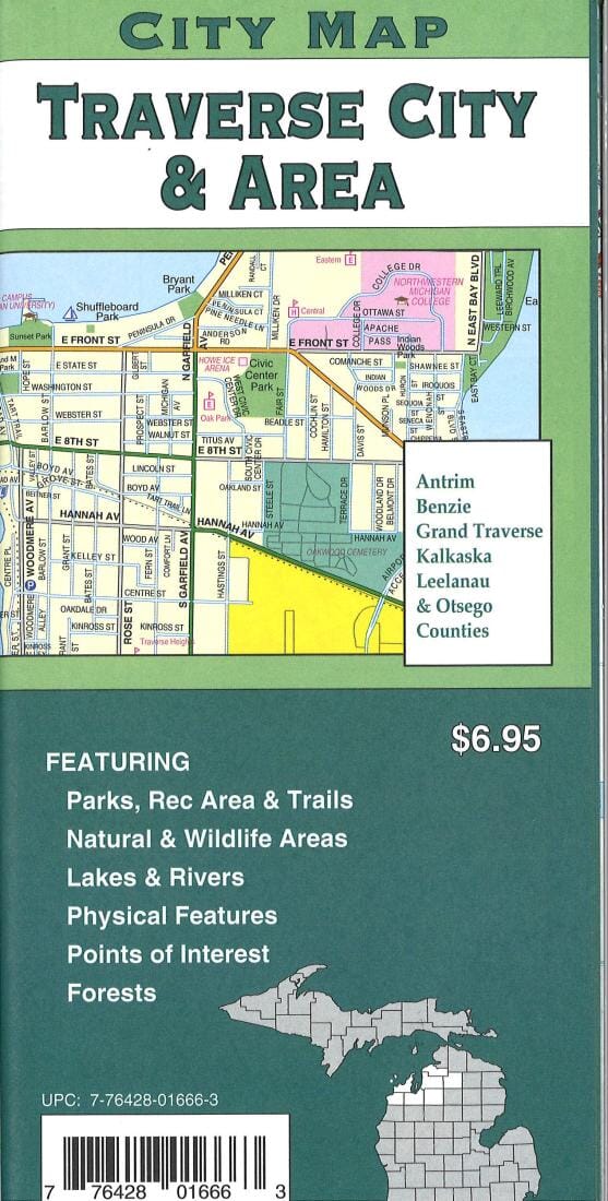 Traverse City & area : city map = Traverse City & area : regional map | GM Johnson carte pliée 