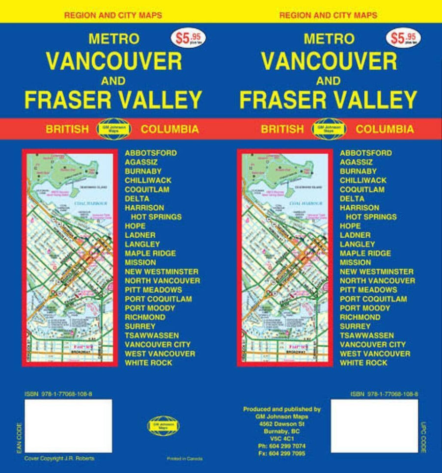 Vancouver - Metro and Fraser Valley - Canada | GM Johnson Road Map 