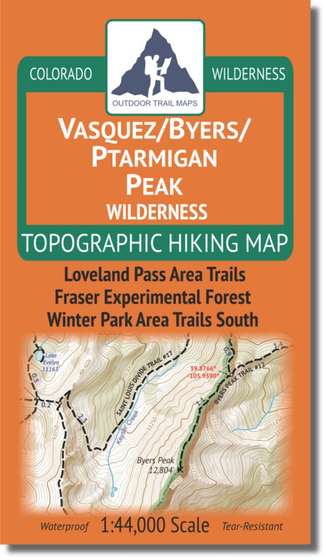 Vasquez / Byers / Ptarmigan Peak Wilderness | Outdoor Trail Maps LLC carte pliée 