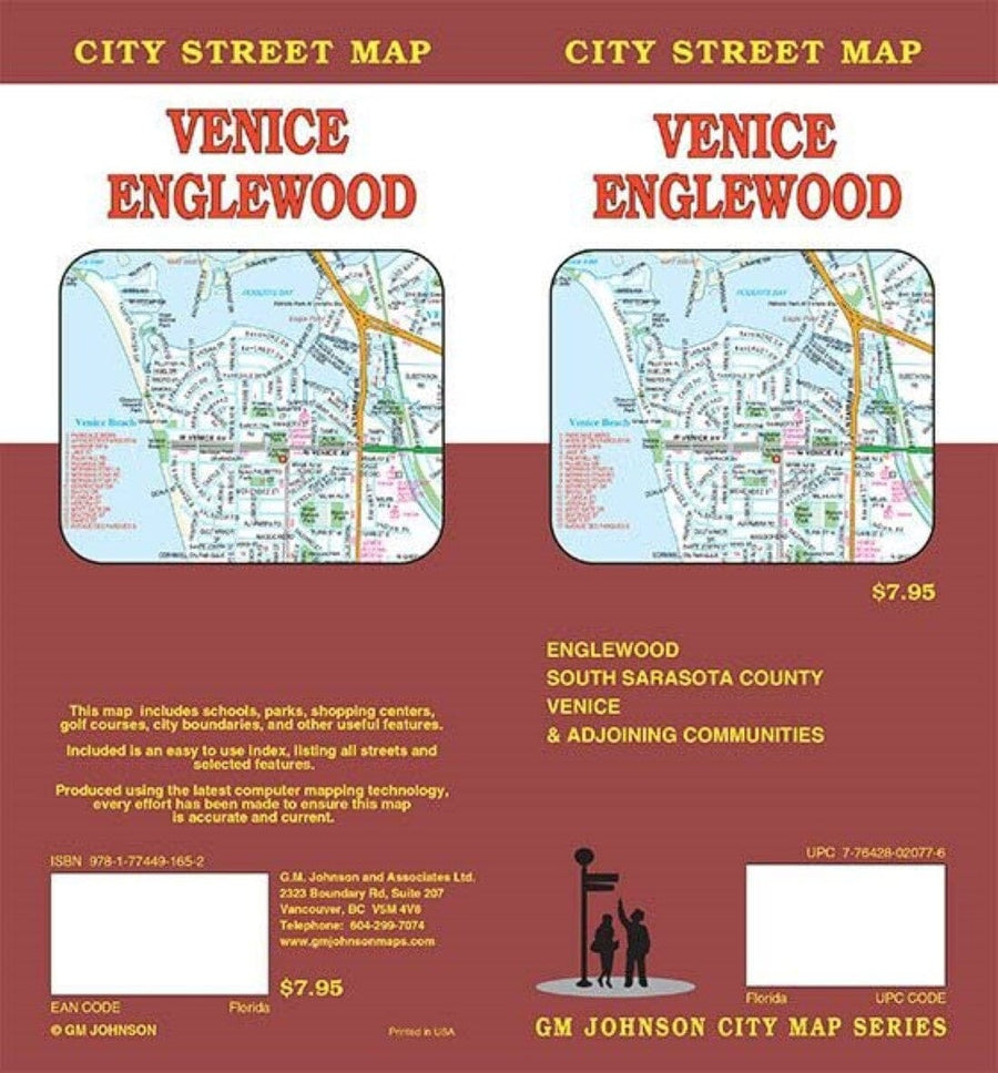 Venice and Englewood, FL, Folded Street Map | GM Johnson carte pliée 