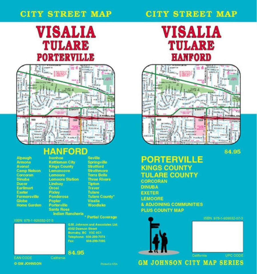 Visalia - Tulare and Hanford - California | GM Johnson Road Map 