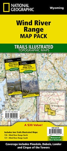 Wind River Range [Map Pack Bundle] | National Geographic carte pliée 
